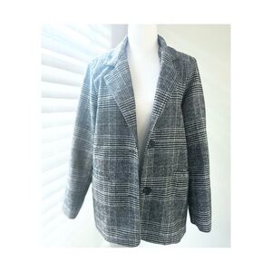 OAK + FORT Black & White Glen Plaid Blazer
